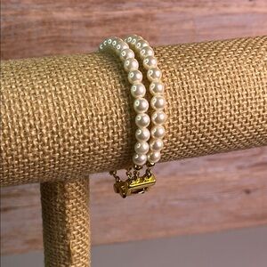 Vintage Napier Double Strand Pearl Bracelet with Gold Closure